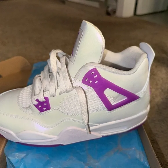 Jordan Kids White and Purple Sneakers
